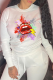 White Street Lips Printed Patchwork O Neck Tops