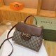 Deep Coffee Street Simplicity Letter Patchwork Bags