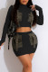 Black Casual Solid Patchwork Pocket Half A Turtleneck Long Sleeve Two Pieces