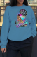 Blue Street Vintage Print Patchwork O Neck Tops