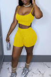 Red Sexy Casual Solid Backless Spaghetti Strap Sleeveless Two Pieces