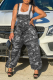Grey Street Camouflage Print Patchwork Spaghetti Strap Harlan Jumpsuits