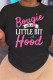 Black Casual Letter Print Basic O Neck T-Shirts