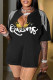 Black Casual Print Tassel Patchwork V Neck T-Shirts