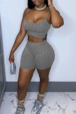Red Sexy Casual Solid Backless Spaghetti Strap Sleeveless Two Pieces
