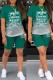 Green Casual Gradual Change Letter Print Basic O Neck Short Sleeve Two Pieces