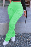 Green Street Solid Fold Boot Cut High Waist Speaker Solid Color Bottoms
