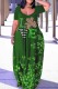Dark Green Black Casual Print Basic V Neck Short Sleeve Dress Dresses