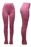 Pink Street Solid Fold Boot Cut High Waist Speaker Solid Color Bottoms