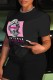 Black Casual Print Basic O Neck T-Shirts