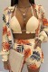 Apricot Sexy Casual Print Solid Basic Long Sleeve Three Piece Set