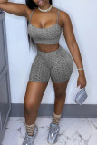 Red Sexy Casual Solid Backless Spaghetti Strap Sleeveless Two Pieces