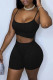 Black Sexy Casual Solid Backless Spaghetti Strap Sleeveless Two Pieces