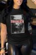 Black Casual Print Basic O Neck T-Shirts