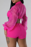 White Sexy Solid Patchwork Zipper Long Sleeve Two Pieces