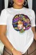 White Casual Print Basic O Neck T-Shirts