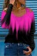 Rose Red Casual Print Basic V Neck Tops