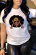 White Casual Print Basic O Neck T-Shirts