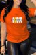 Orange Casual Print Letter O Neck T-Shirts