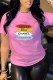Pink Casual Print Letter O Neck T-Shirts