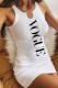White Sexy Print Letter U Neck One Step Skirt Dresses