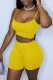 Yellow Sexy Casual Solid Backless Spaghetti Strap Sleeveless Two Pieces
