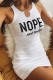 White Casual Letter Print Basic O Neck Vest Dress Dresses