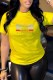 Yellow Casual Print Letter O Neck T-Shirts