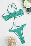 Rose Red Sexy Solid Backless Swimwears (With Paddings)