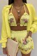 Light Yellow Sexy Casual Print Solid Basic Long Sleeve Three Piece Set