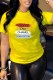 Yellow Casual Print Letter O Neck T-Shirts