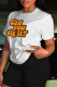 White Casual Letter Print Basic O Neck T-Shirts
