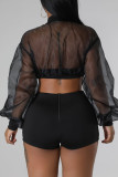 White Sexy Solid Patchwork Zipper Long Sleeve Two Pieces