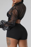 White Sexy Solid Patchwork Zipper Long Sleeve Two Pieces