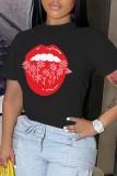 White Casual Print Basic O Neck T-Shirts
