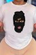 White Casual Print Basic O Neck T-Shirts