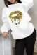 White Casual Vintage Lips Printed Patchwork O Neck Tops