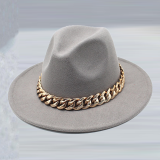 Khaki Street Celebrities Patchwork Chains Hat