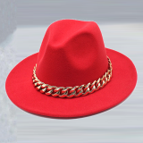 Tangerine Red Street Celebrities Patchwork Chains Hat