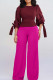 Burgundy Casual Elegant Solid Bandage Patchwork O Neck Three Quarter Two Pieces