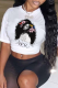 White Vintage Print Patchwork O Neck T-Shirts