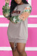 Grey Casual Print Patchwork Draw String O Neck Straight Dresses