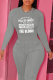 Grey Casual Daily Print Letter O Neck Tops