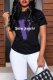 Black Street Daily Print Letter O Neck T-Shirts