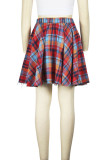 Yellow Casual Plaid Print Patchwork High Waist Type A Full Print Bottoms