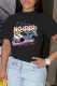 Black Casual Print Basic O Neck T-Shirts