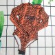 Tangerine Red Sexy Vacation Letter Patchwork Swimwears