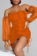 Orange Sexy Solid Bandage Patchwork Off the Shoulder One Step Skirt Dresses