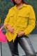 Yellow Casual Solid Patchwork Buckle Turndown Collar Tops