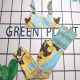 Lake Blue Vacation Simplicity Letter Patchwork Swimwears